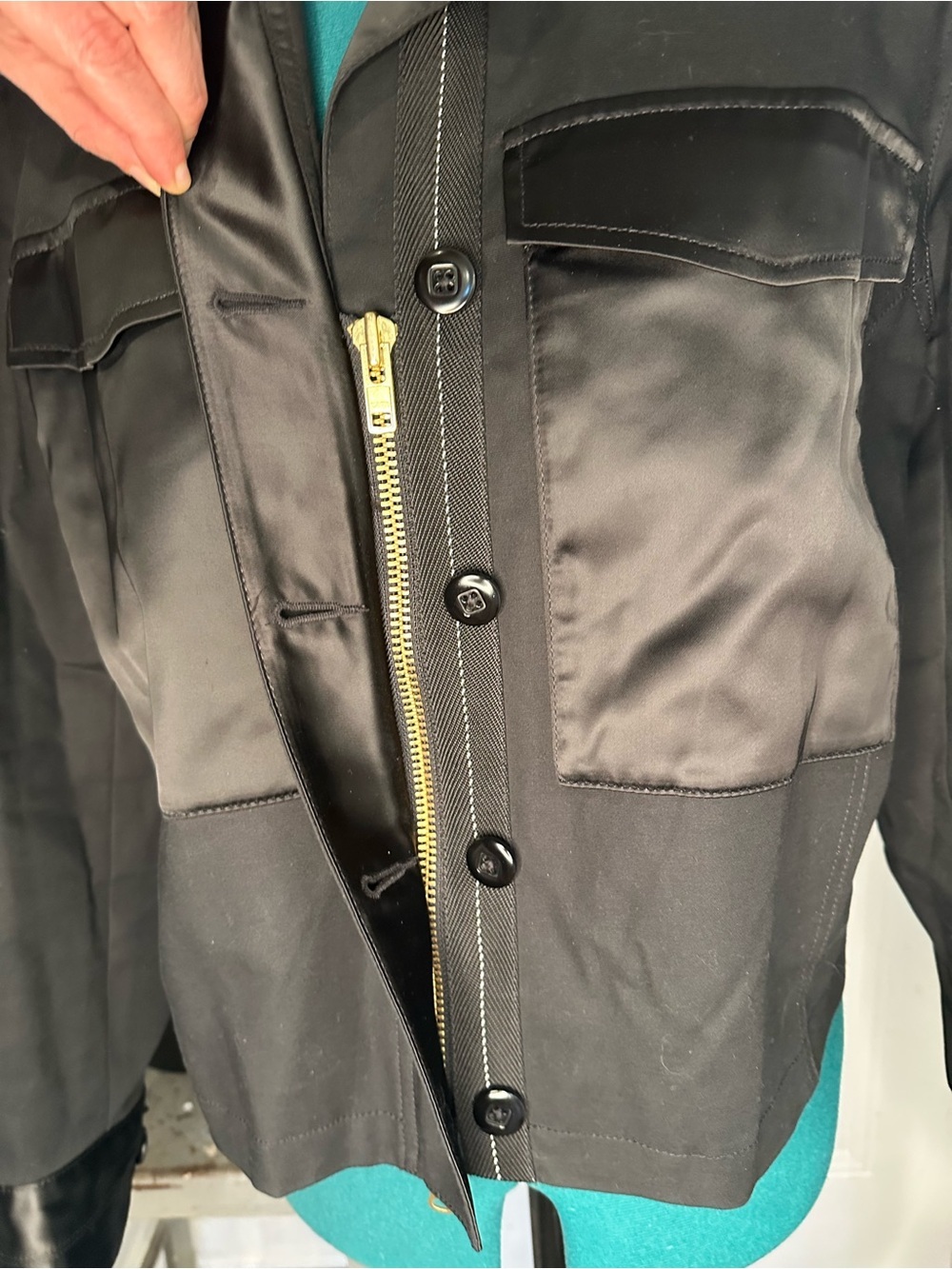 CAbi Black Utility Jacket with Satin Pocket Accents - Picture 7 of 13